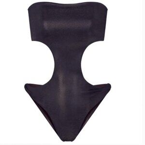 SKIMS Black Strapless Cutout One-Piece Swimsuit